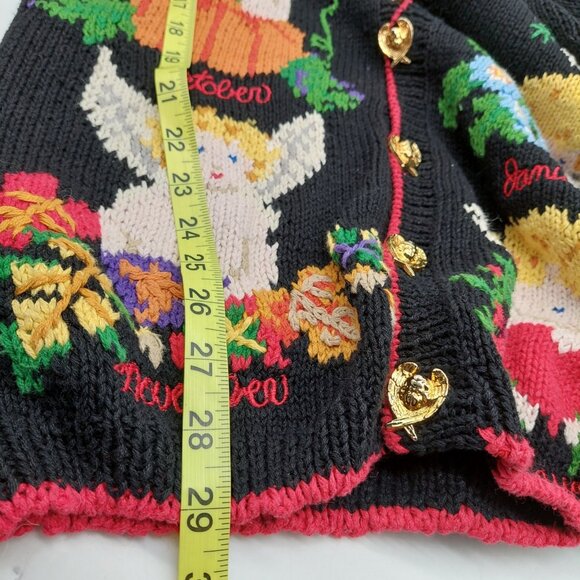 Design Options Christmas Cardigan Size Large Cherub Months Angel Sweater READ - Picture 6 of 15